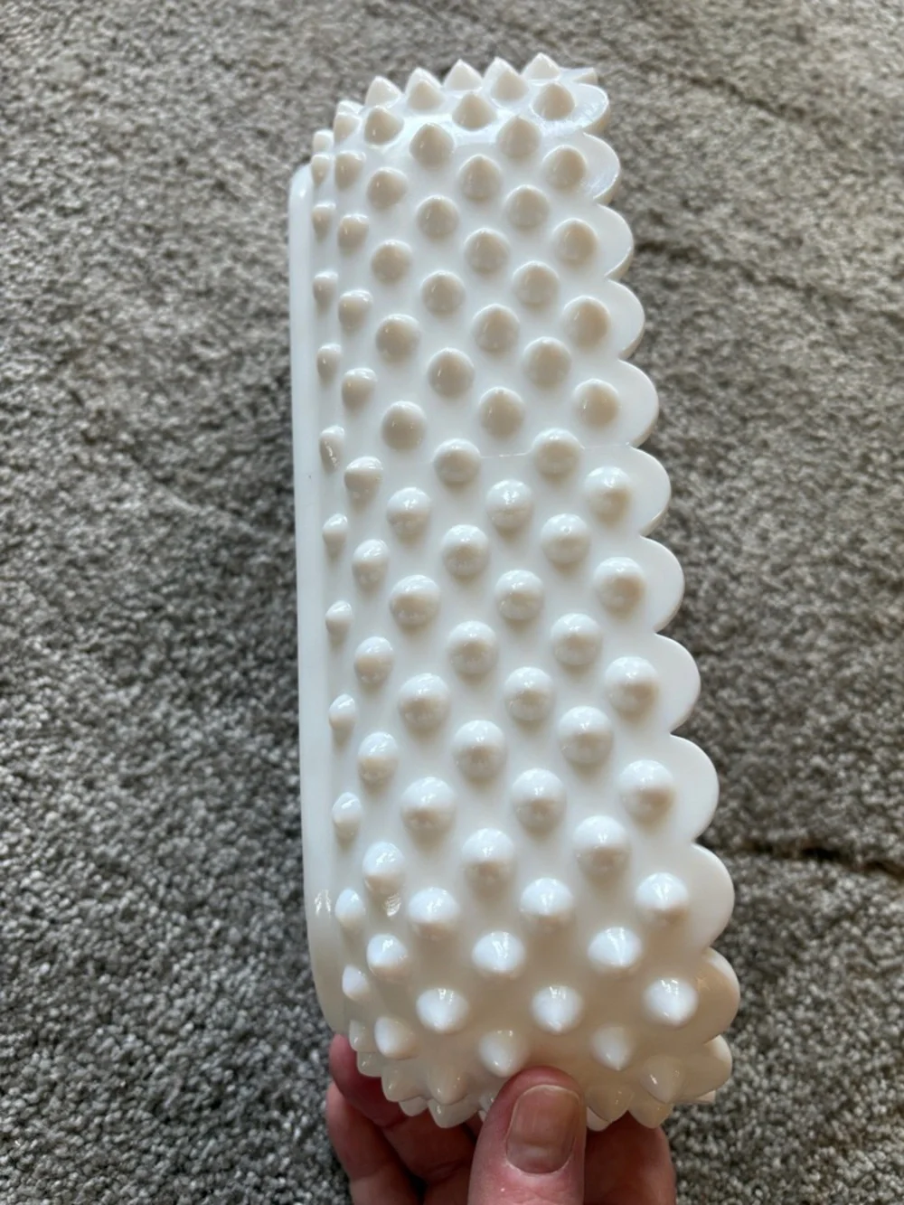 White Hobnail Ceramic Vanity Tray with Scalloped Edge